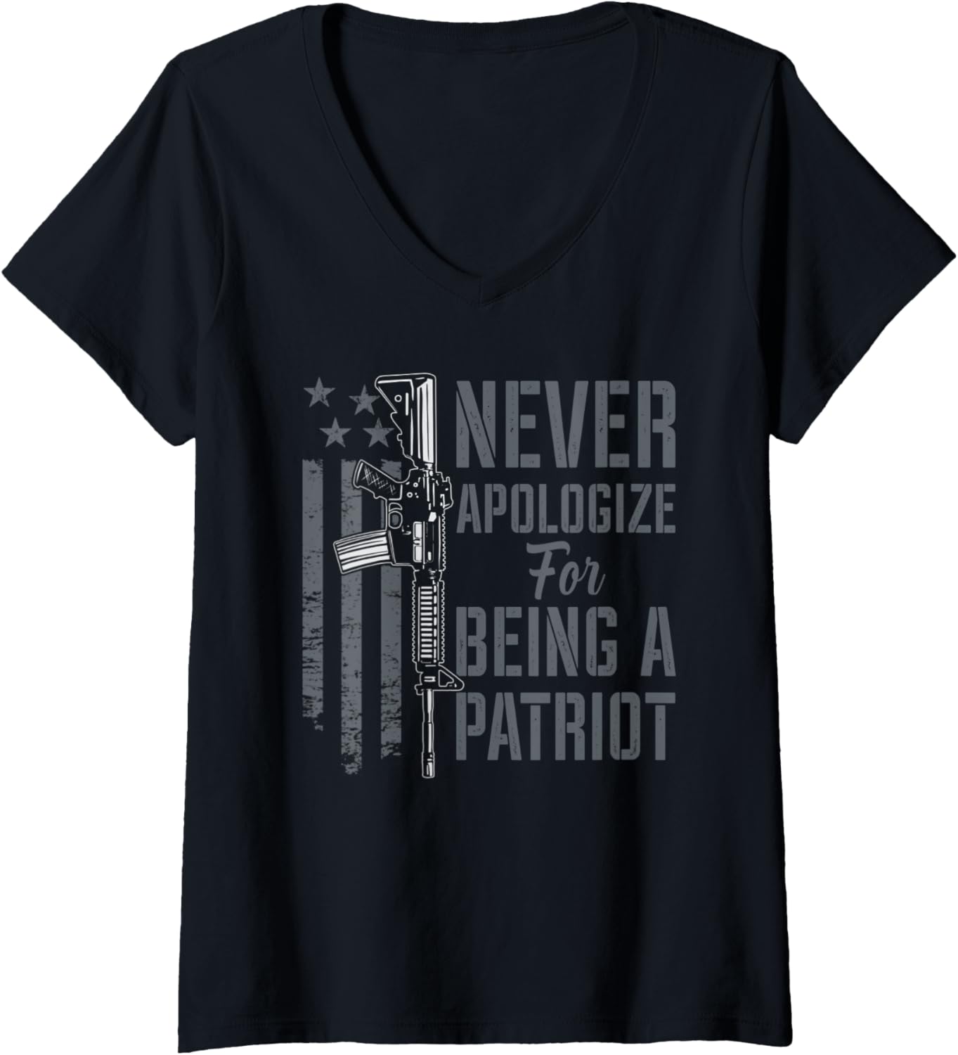 Womens Never Apologize Being A Patriot Patriotic Usa Pro Gun V Neck