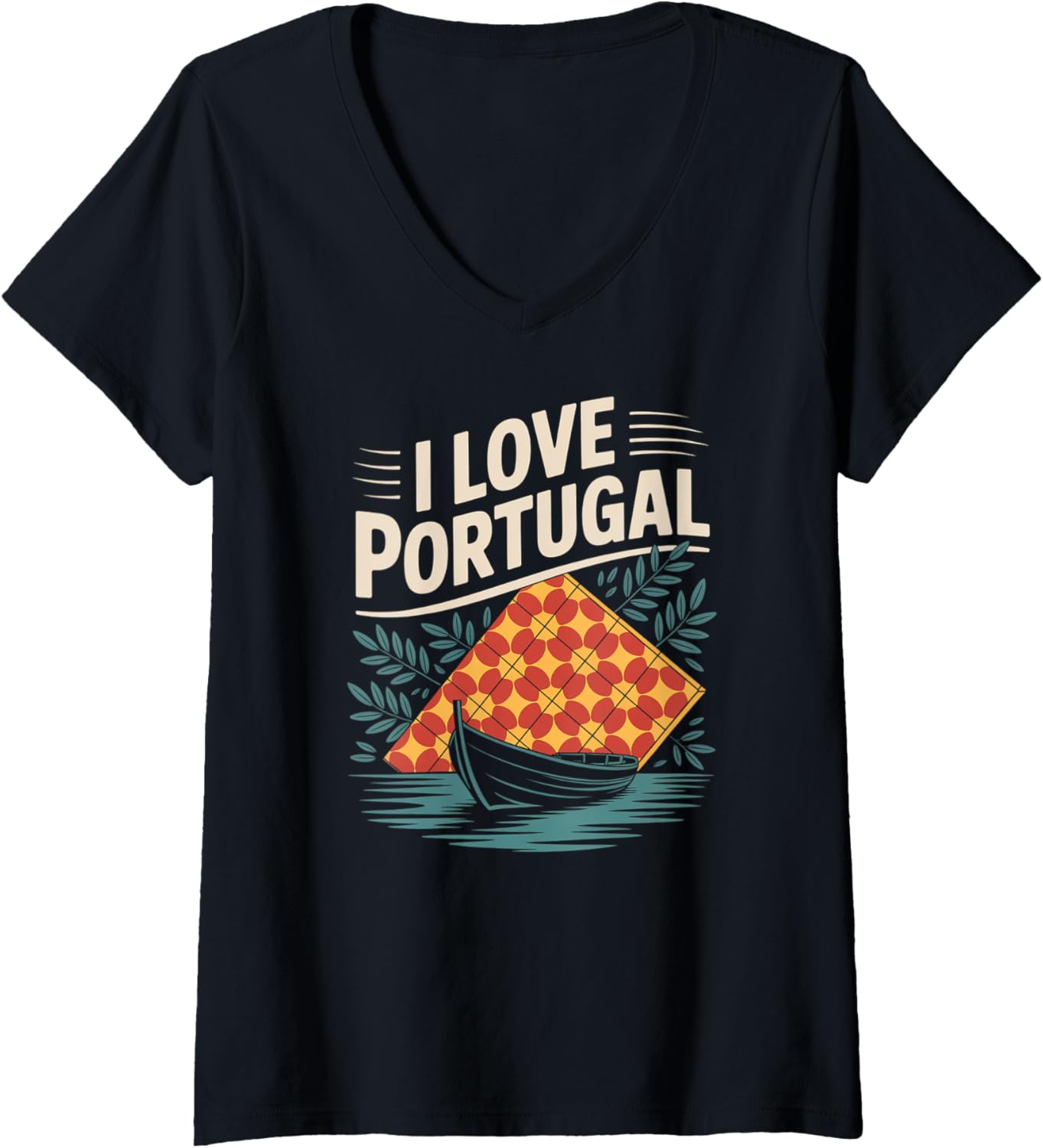 Womens I Love Portugal Mosaic Boat Nature Design
