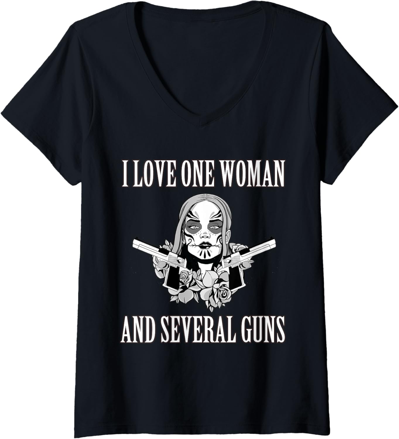 Womens I Love One Woman Several Guns T Shirt Husband Wife 2A