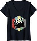 Womens Filmmaker Director Clapboard, Movie Maker Gift V-Neck