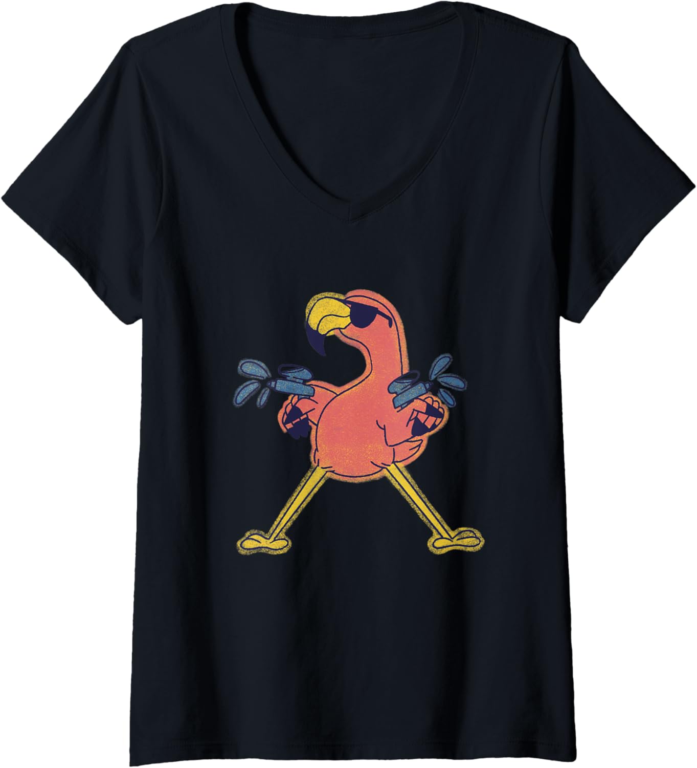 Womens Flamingo Squirt Guns V Neck