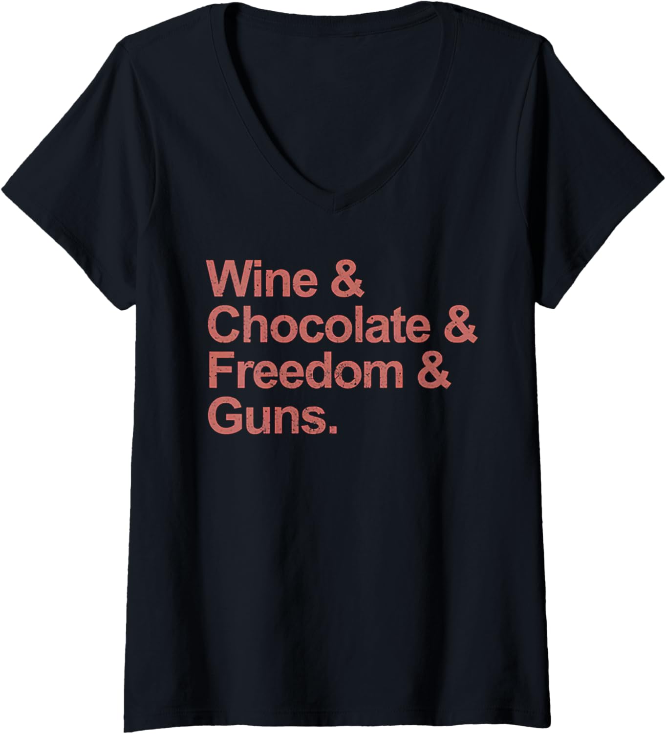 Womens Wine Chocolate Freedom Guns V Neck