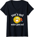 Womens Funny Summer Squirt Gun Tshirt Design V Neck