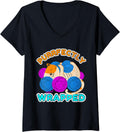 Womens Funny Cat and Yarn Lover Tee - Purrfectly Wrapped Cat V-Neck