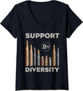 Womens Support Diversity Bullet Second Amendment Gun Rights V Neck