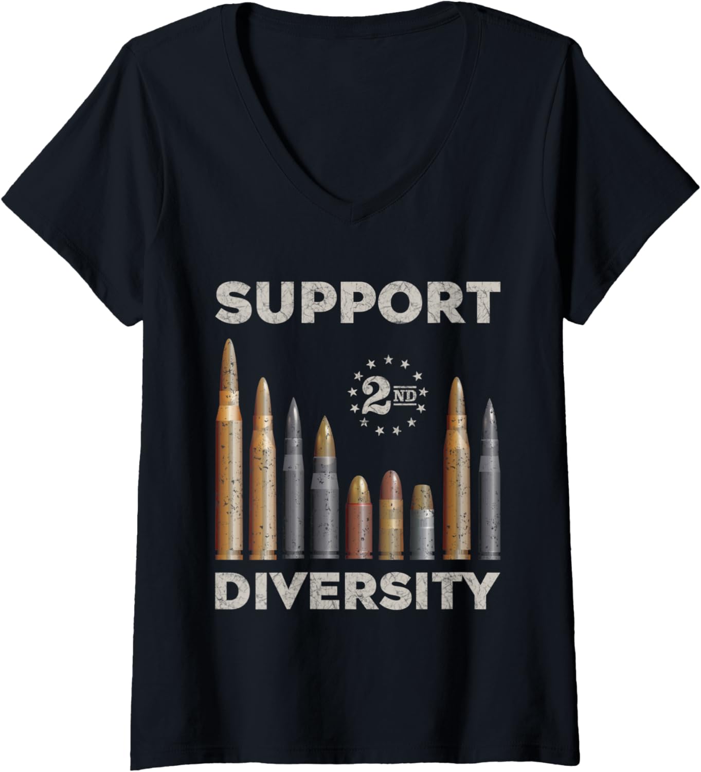 Womens Support Diversity Bullet Second Amendment Gun Rights V Neck