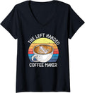 Womens Left handed Coffee Maker Design for Barista and Coffee Lover V-Neck