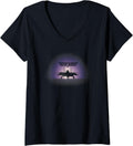 Womens Top Gun F14 Fighter Jet Silhouette Classic Action Movie V Neck