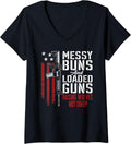 Womens Messy Buns Loaded Guns Raising Wolves Not Sheep Pro Gun V