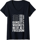 Womens Guns Whisky Beer Freedom Pro Guns Drinking Flag Funny Gun V