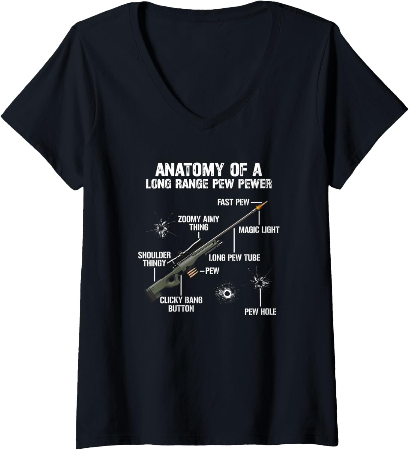 Womens Anatomy Of A Pew Pewer Funny Guns Sniper Gun Gaming Saying