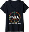 Womens Wear Orange Peace Sign Enough End Gun Violence V Neck