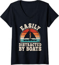 Womens Easily Distracted By Boats Sailing Captain Boating