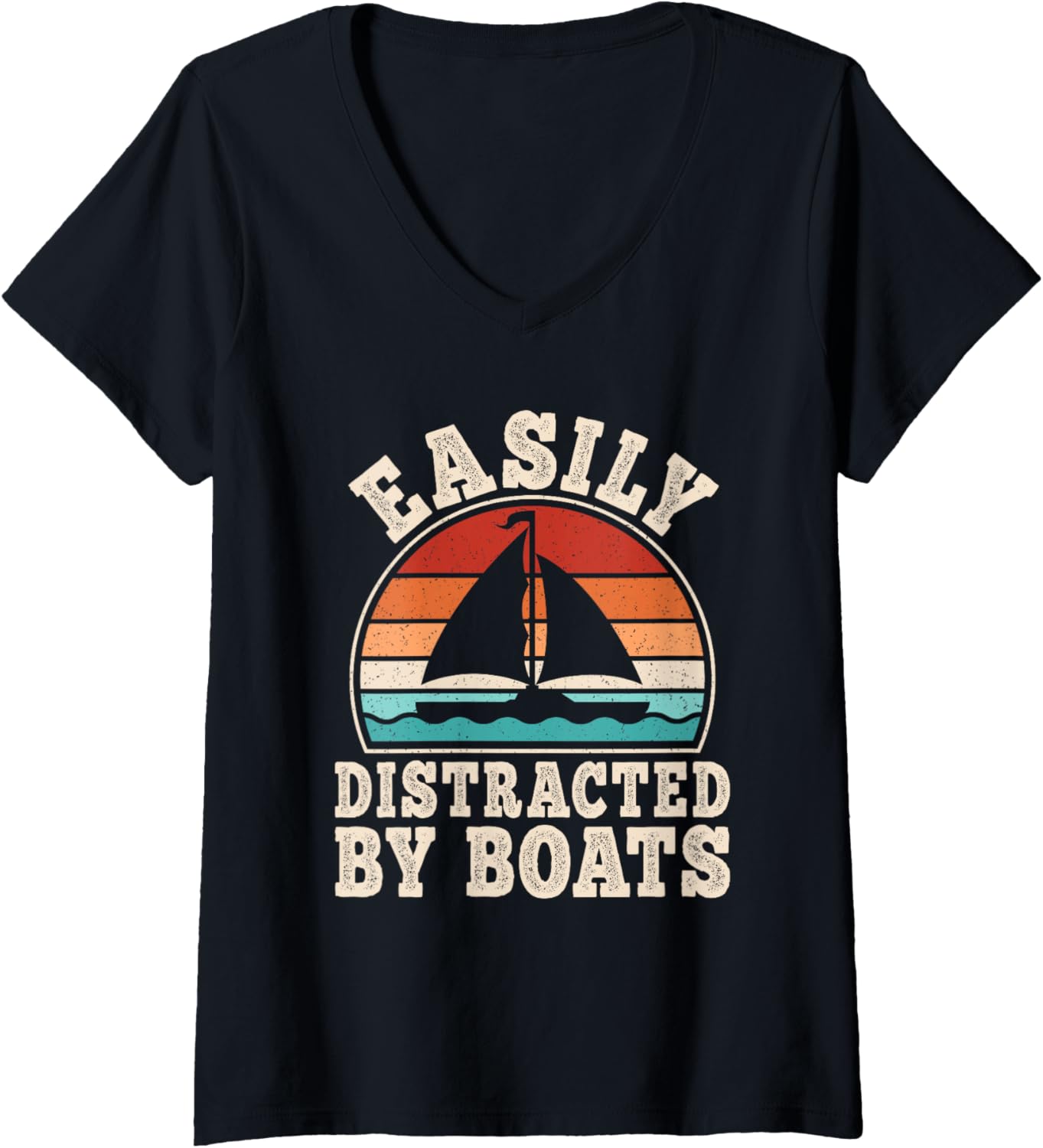 Womens Easily Distracted By Boats Sailing Captain Boating
