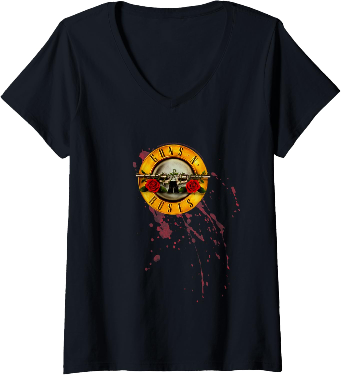Womens Guns N Roses Official Splatter Bullet V Neck
