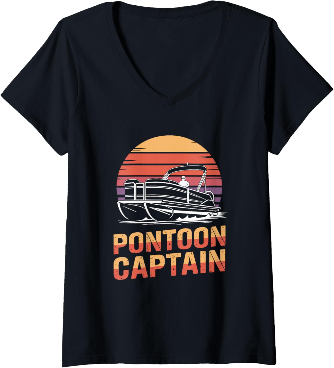 Womens Pontoon Captain Boat Pantooning Boating V Neck