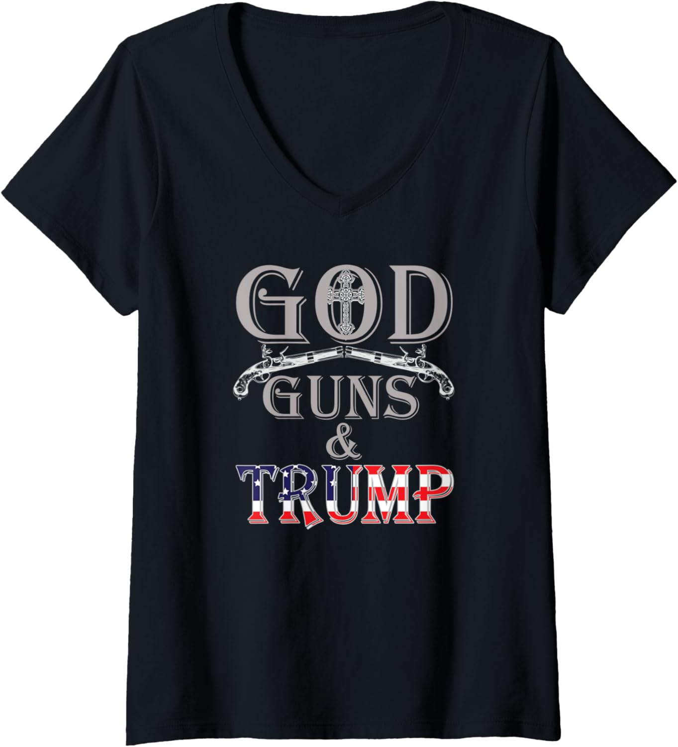 Womens God Guns Trump 2020 Presidential Swag V Neck