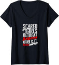 Womens Scared Girls Retreat Badass Girls Reload Gun Control V Neck
