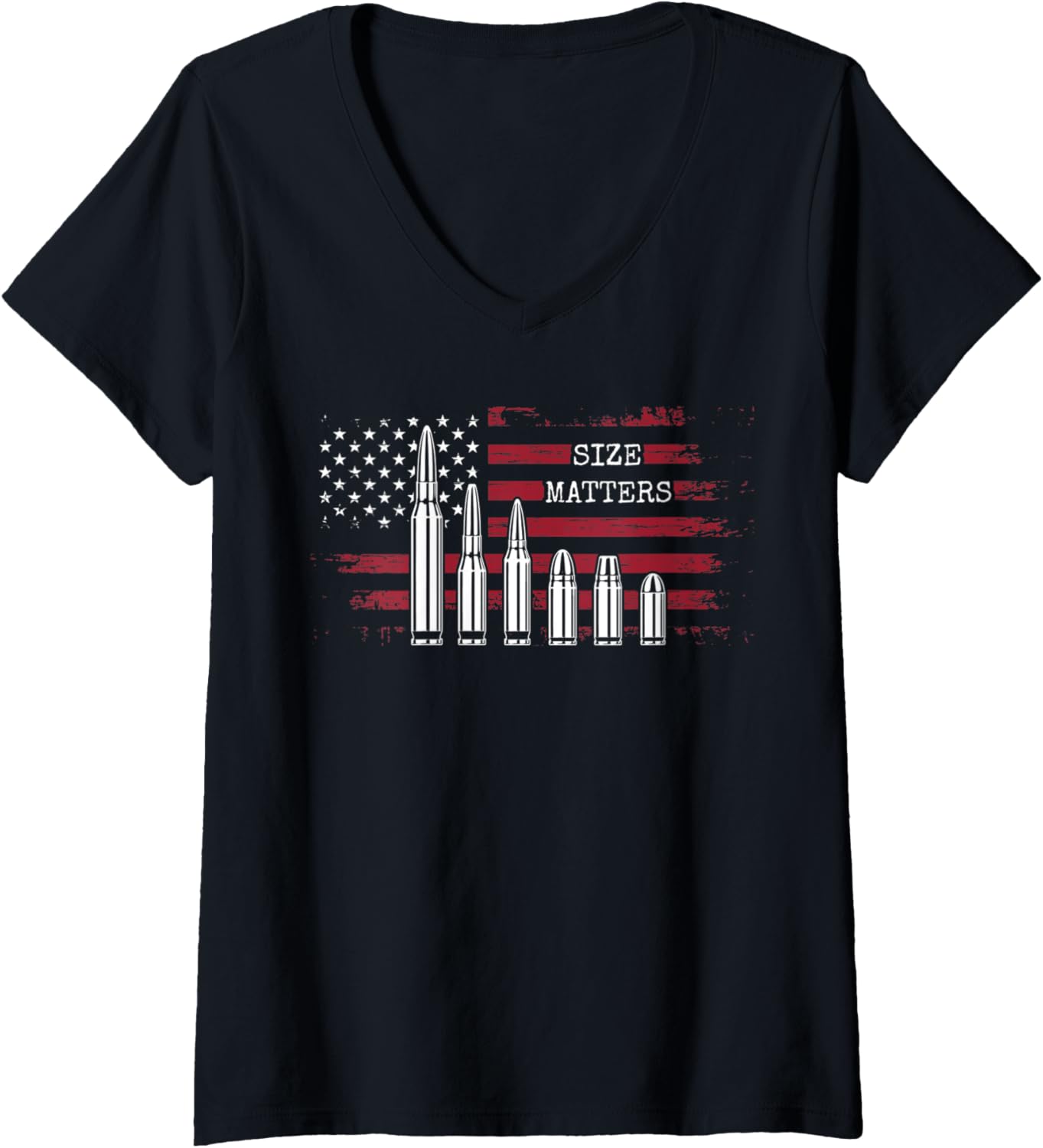 Womens Ammo Gun Lover Shirt Size Matters Bullets Caliber V Neck
