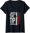 Womens Just Tip I Promise Bullet American Flag Gun Lover V Neck