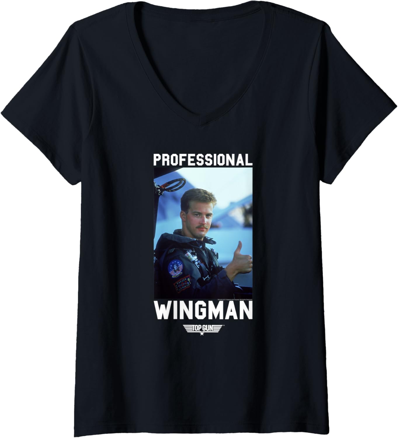 Womens Top Gun Professional Wingman Goose Photo Action Movie V Neck