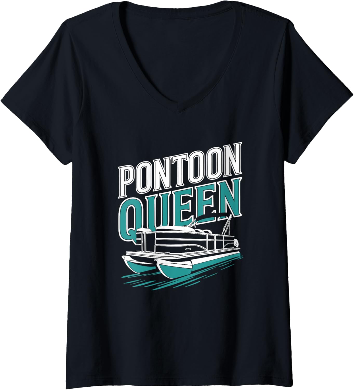 Womens Pontoon Queen Boat Pantooning Captain V Neck