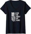 Womens Ask Me About My Guns Usa Flag Gun Owner Joke Funny