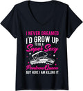 Womens Pontoon Queen Funny Boat Accessories V Neck