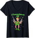 Womens Second Amendment Elf American Gun Lover Hunter Christmas V Neck