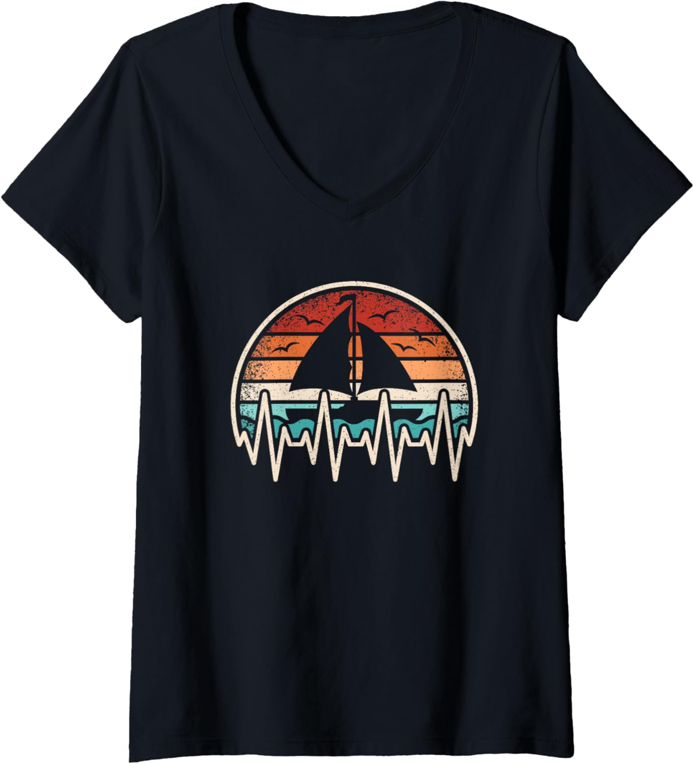 Womens Sailboat Heartbeat Sailing Boat Captain Boating Men