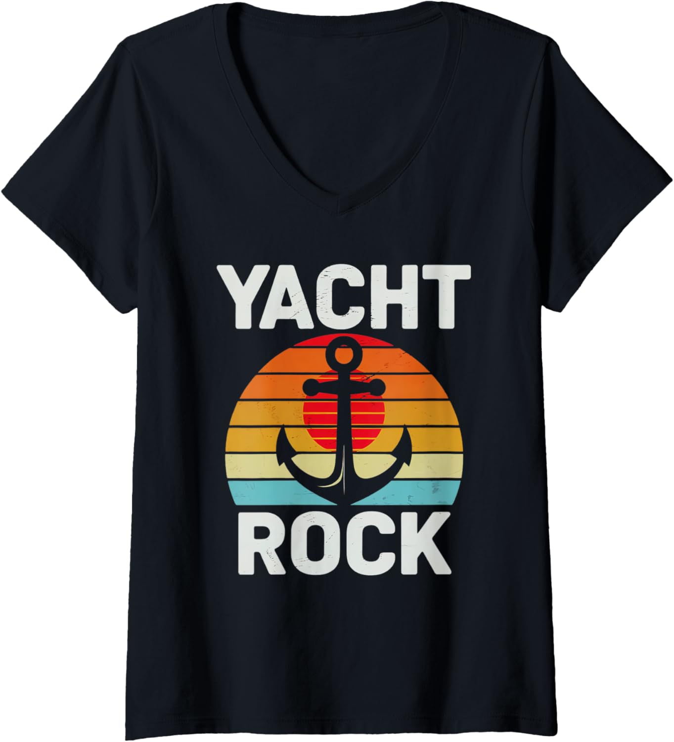 Womens Yacht Rock Funny Vintage Boating V Neck