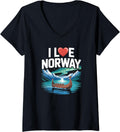 Womens I Love Norway Scenic Viking Boat Mountains