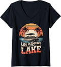 Womens Life Is Better At Lake Vintage Pontoon