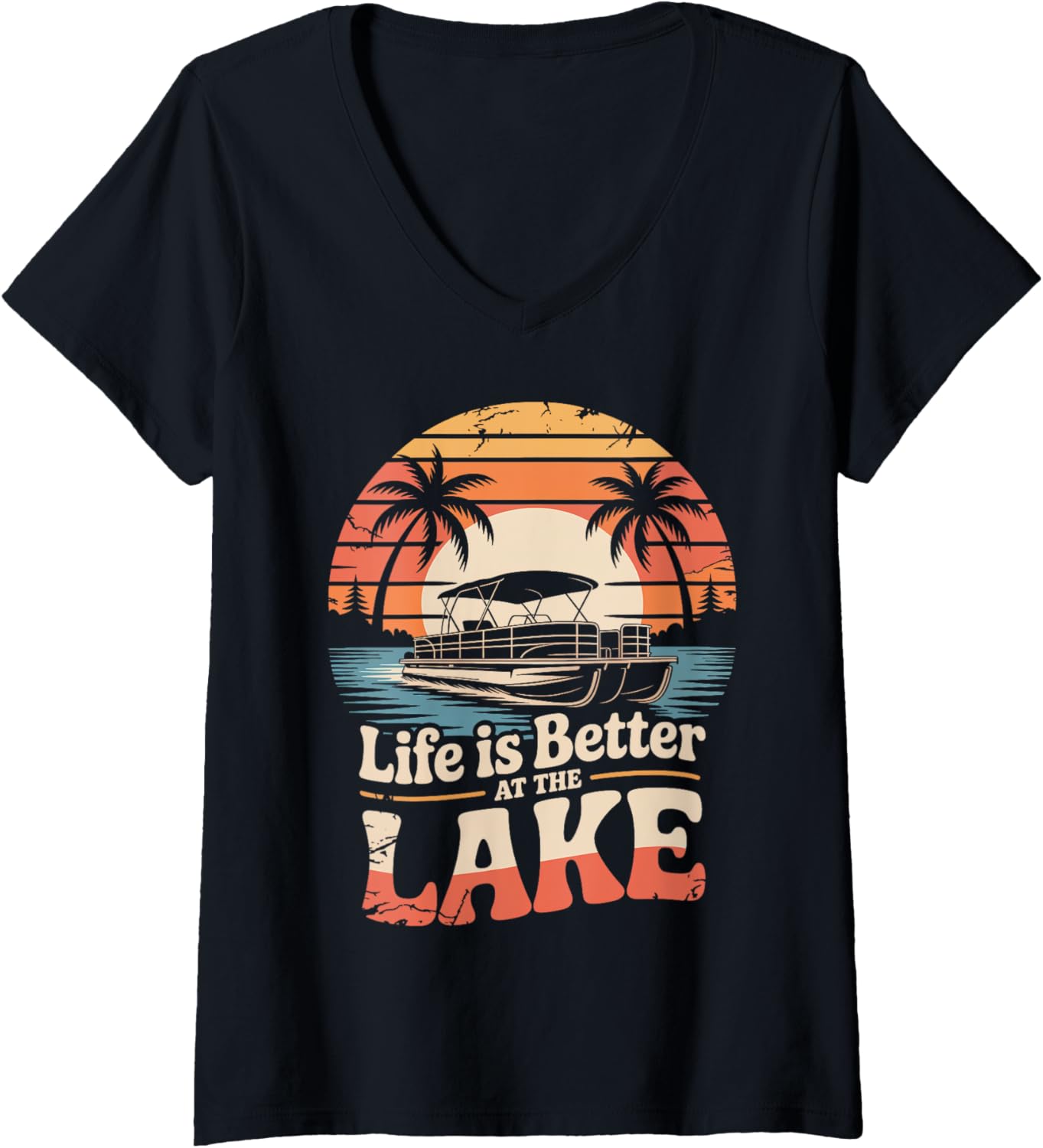 Womens Life Is Better At Lake Vintage Pontoon