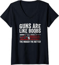 Womens Guns Are Like Boobs Bigger Better Mens Funny Gun V Neck