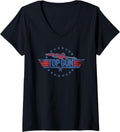 Womens Top Gun Red Blue Logo Action Movie V Neck