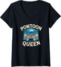 Womens Boat Pantooning Captain Pontoon Queen V Neck