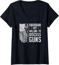Womens Introverted But Willing To Discuss Guns Funny Gun Joke Flag V