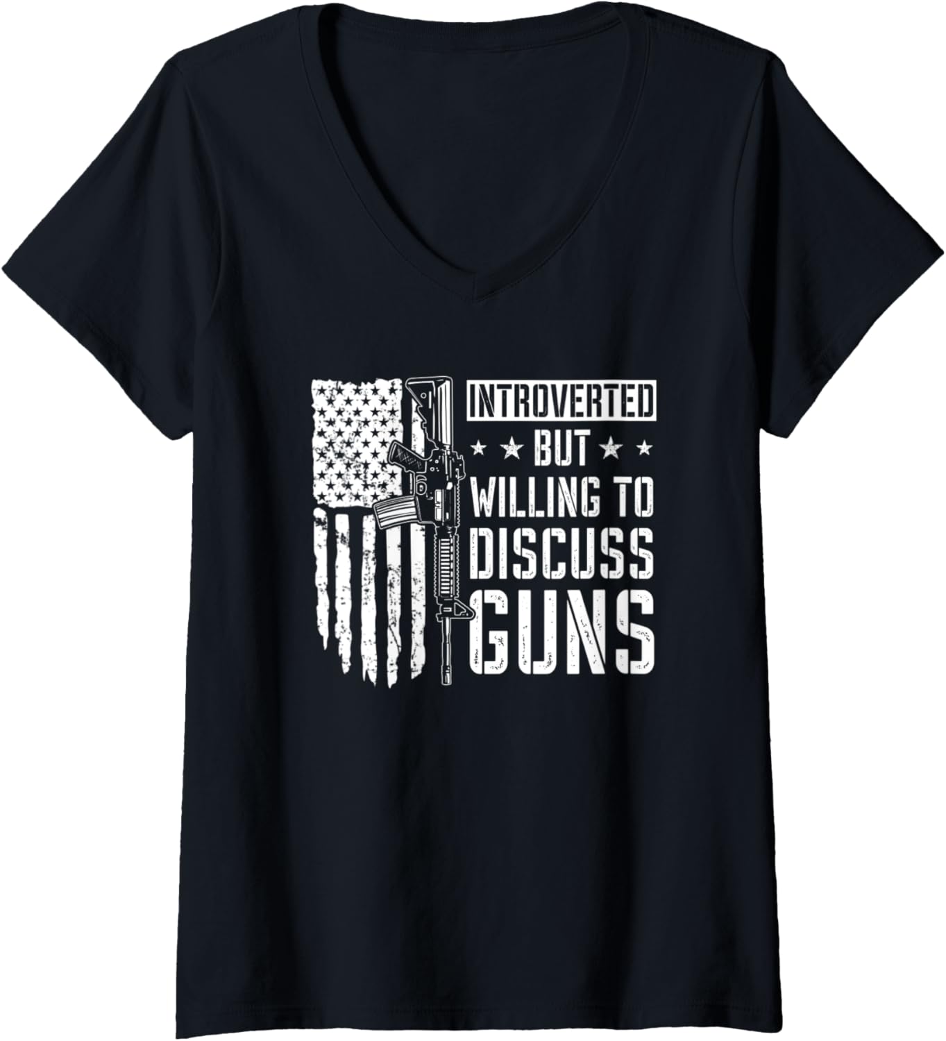Womens Introverted But Willing To Discuss Guns Funny Gun Joke Flag V