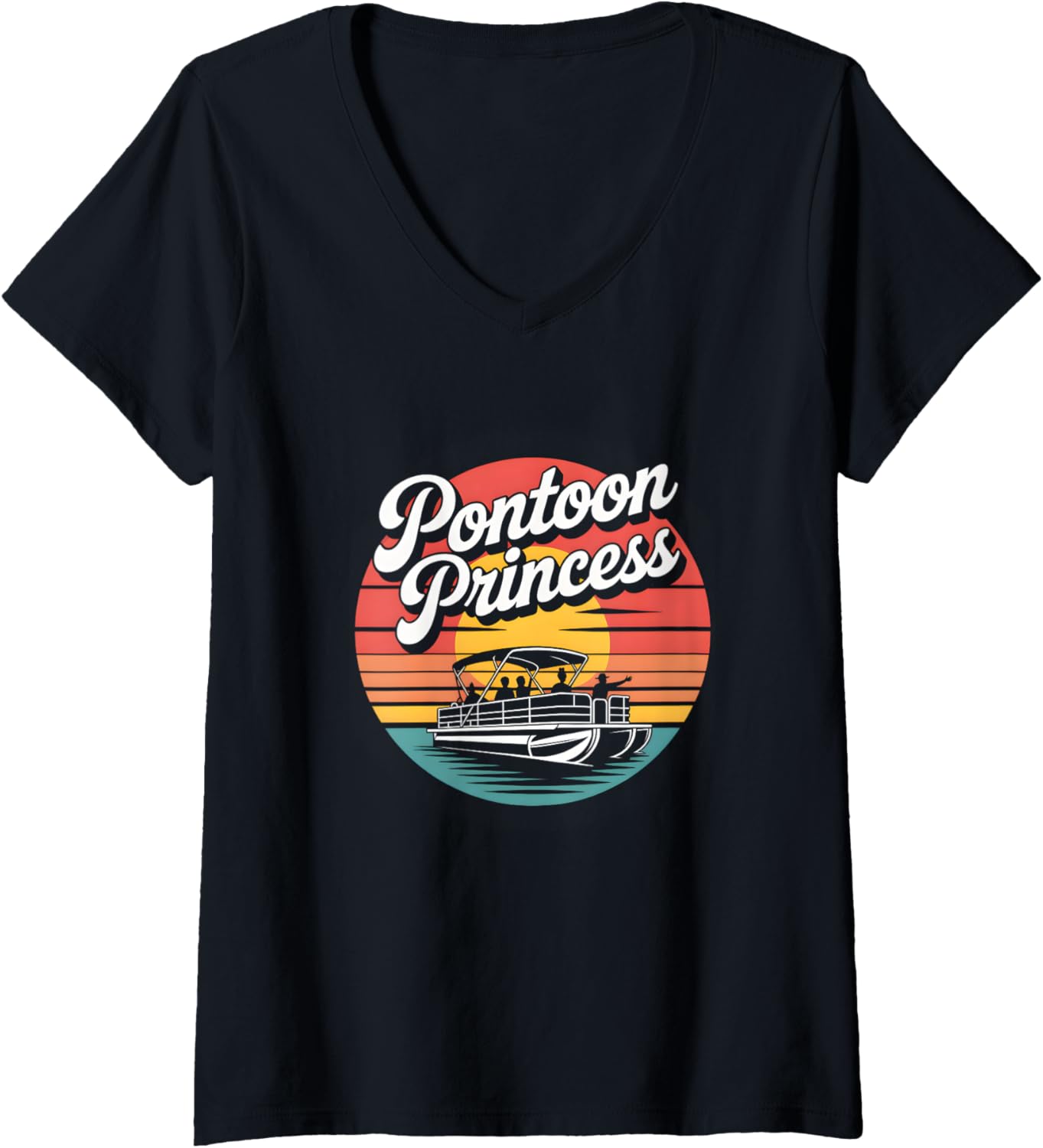 Womens Vintage Pontoon Boat Princess Retro Lake Boating
