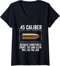 Womens 45 Caliber Gun Bullet Guns Gun Control Violence V Neck