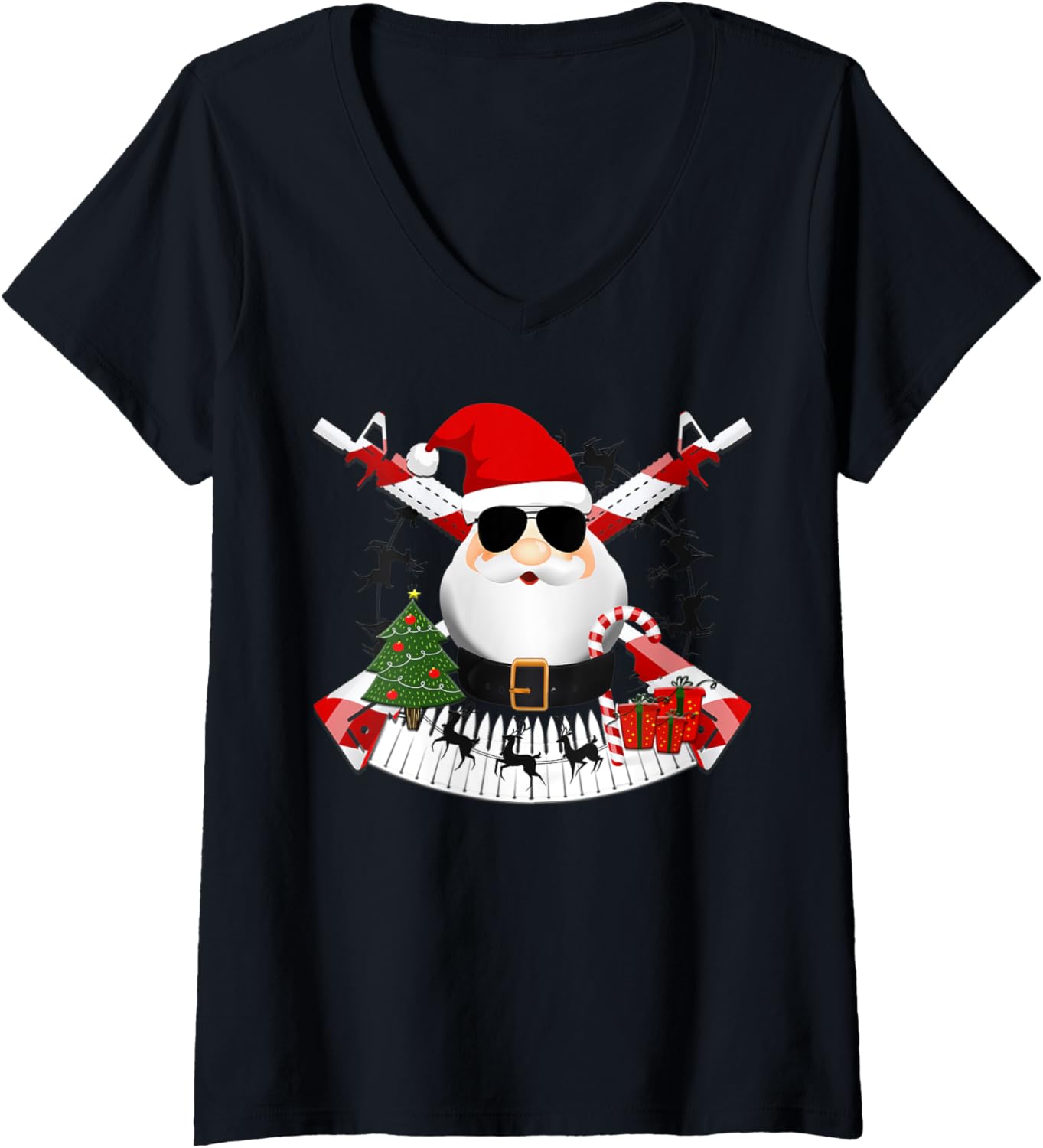 Womens Funny Santa Ugly Christmas Sweater Pro Gun Rights Ar 15 V