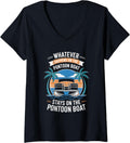 Womens Boat Pantooning Whatever Happens On Pontoon Boat