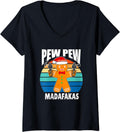 Womens Pew Pews Madafakas Funny Christmas Gingerbread Man With Guns V Neck