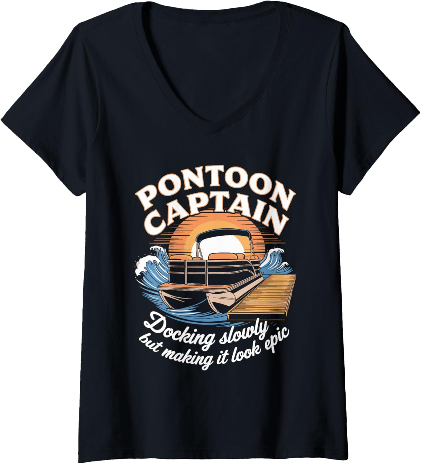 Womens Pontoon Captain Humor Pontoon Boat Men V