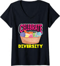Womens Knitting Celebrate Diversity Yarn Needle Hobby Knitting V-Neck