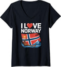 Womens I Love Norway Flag Viking Boat Mountain