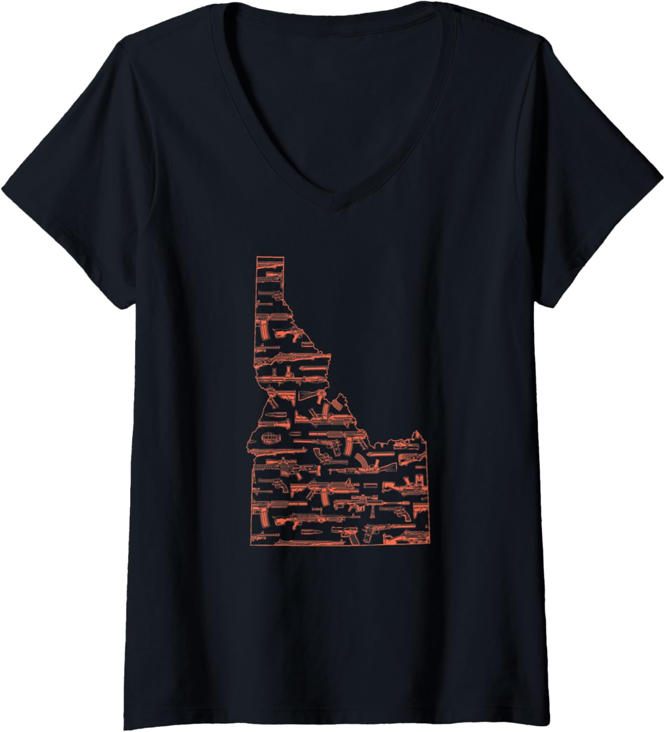 Womens Idaho Vintage Firearm Idaho Gun Pattern Graphic Design V Neck