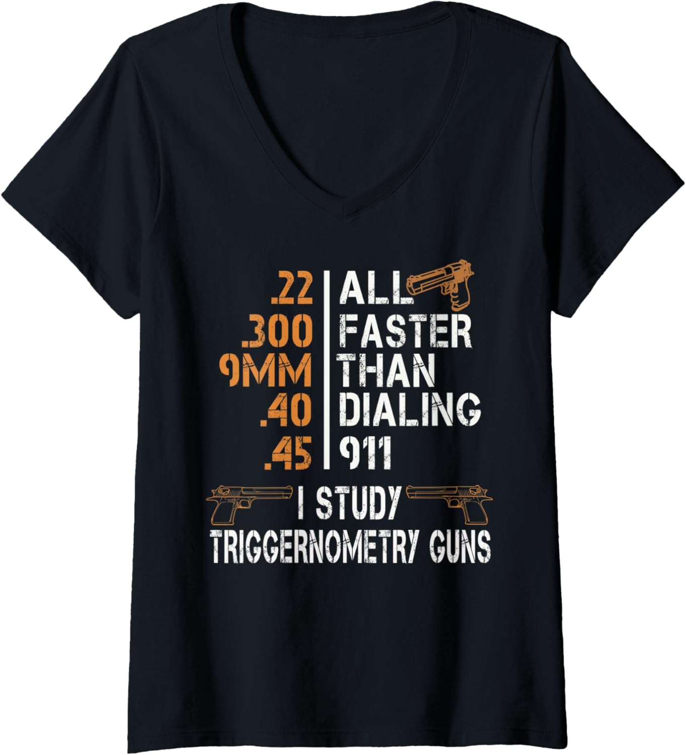 Womens I Study Triggernometry Guns T Shirt Gun Lovers Funny V Neck