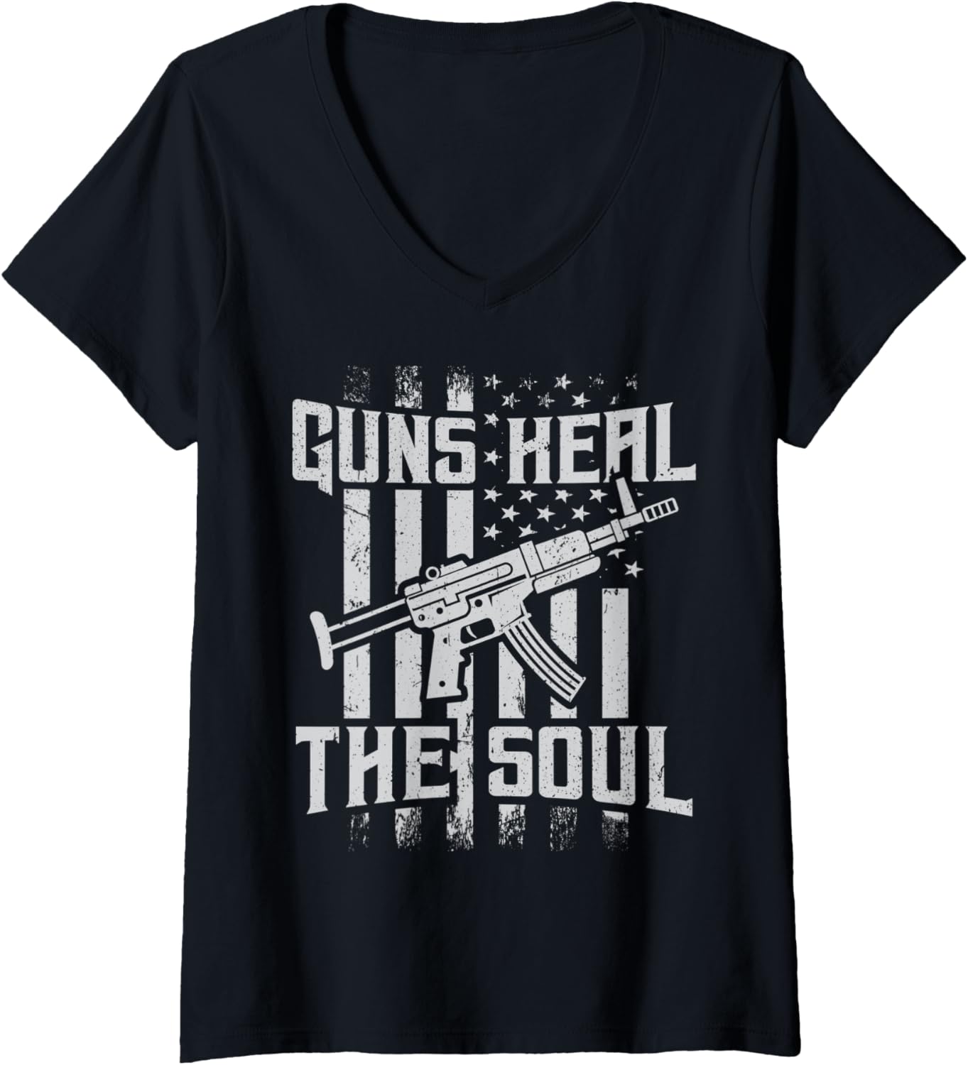 Womens Guns Heal The Soul Gun V Neck